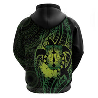 Kia Orana Kuki Airani Zip Hoodie Cook Islands Tangaroa God Tatau Green LT14 - Polynesian Pride