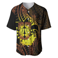 Kia Orana Kuki Airani Baseball Jersey Cook Islands Tangaroa God Tatau Gold LT14 Gold - Polynesian Pride