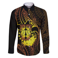 Kia Orana Kuki Airani Family Matching Short Sleeve Bodycon Dress and Hawaiian Shirt Cook Islands Tangaroa God Tatau Gold LT14 Dad's Shirt - Long Sleeve Gold - Polynesian Pride
