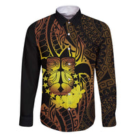 Kia Orana Kuki Airani Family Matching Summer Maxi Dress and Hawaiian Shirt Cook Islands Tangaroa God Tatau Gold LT14 Dad's Shirt - Long Sleeve Gold - Polynesian Pride