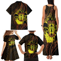 Kia Orana Kuki Airani Family Matching Tank Maxi Dress and Hawaiian Shirt Cook Islands Tangaroa God Tatau Gold LT14 - Polynesian Pride
