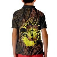 Kia Orana Kuki Airani Kid Polo Shirt Cook Islands Tangaroa God Tatau Gold LT14 - Polynesian Pride