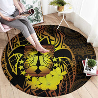 Kia Orana Kuki Airani Round Carpet Cook Islands Tangaroa God Tatau Gold LT14 - Polynesian Pride