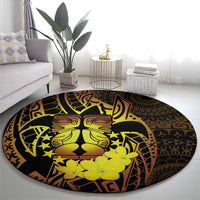Kia Orana Kuki Airani Round Carpet Cook Islands Tangaroa God Tatau Gold LT14 - Polynesian Pride