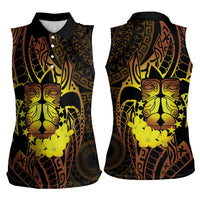 Kia Orana Kuki Airani Women Sleeveless Polo Shirt Cook Islands Tangaroa God Tatau Gold LT14 - Polynesian Pride