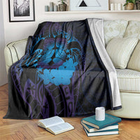 Kia Orana Kuki Airani Blanket Cook Islands Tangaroa God Tatau Purple