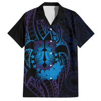 Kia Orana Kuki Airani Family Matching Off Shoulder Maxi Dress and Hawaiian Shirt Cook Islands Tangaroa God Tatau Purple LT14 Dad's Shirt - Short Sleeve Purple - Polynesian Pride