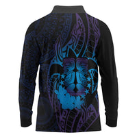 Kia Orana Kuki Airani Long Sleeve Polo Shirt Cook Islands Tangaroa God Tatau Purple LT14 - Polynesian Pride