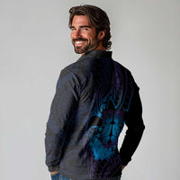 Kia Orana Kuki Airani Long Sleeve Polo Shirt Cook Islands Tangaroa God Tatau Purple LT14 - Polynesian Pride