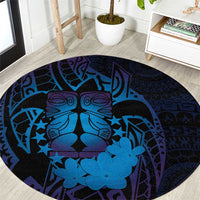 Kia Orana Kuki Airani Round Carpet Cook Islands Tangaroa God Tatau Purple LT14 Purple - Polynesian Pride