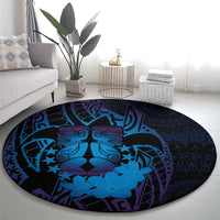 Kia Orana Kuki Airani Round Carpet Cook Islands Tangaroa God Tatau Purple LT14 - Polynesian Pride