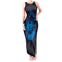 Kia Orana Kuki Airani Tank Maxi Dress Cook Islands Tangaroa God Tatau Purple LT14 Women Purple - Polynesian Pride
