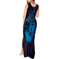 Kia Orana Kuki Airani Tank Maxi Dress Cook Islands Tangaroa God Tatau Purple LT14 - Polynesian Pride