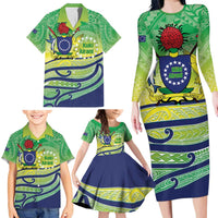 Te Maeva Nui Cook Islands Family Matching Long Sleeve Bodycon Dress and Hawaiian Shirt 60th Independence Anniversary Proud LT14 - Polynesian Pride