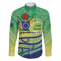 Te Maeva Nui Cook Islands Family Matching Tank Maxi Dress and Hawaiian Shirt 60th Independence Anniversary Proud LT14 Dad's Shirt - Long Sleeve Green - Polynesian Pride