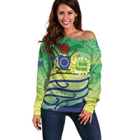 Te Maeva Nui Cook Islands Off Shoulder Sweater 60th Independence Anniversary Proud