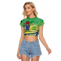 Te Maeva Nui Cook Islands Raglan Cropped T Shirt 60th Independence Anniversary Proud