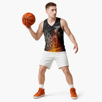 Personalised Aotearoa Darts Basketball Jersey Maori Koru Flaming Dartboard - Polynesian Pride