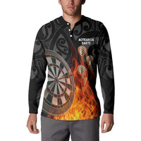 Personalised Aotearoa Darts Button Sweatshirt Maori Koru Flaming Dartboard