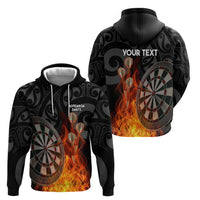 Personalised Aotearoa Darts Hoodie Maori Koru Flaming Dartboard