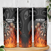 Personalised Aotearoa Darts Skinny Tumbler Maori Koru Flaming Dartboard LT14 - Polynesian Pride