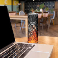 Personalised Aotearoa Darts Skinny Tumbler Maori Koru Flaming Dartboard LT14 - Polynesian Pride