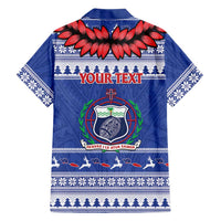 Personalised Toa Samoa Rugby Christmas Family Matching Mermaid Dress and Hawaiian Shirt Ula Fala Samoan Pattern Blue LT14 - Polynesian Pride
