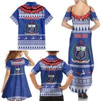 Personalised Toa Samoa Rugby Christmas Family Matching Summer Maxi Dress and Hawaiian Shirt Ula Fala Samoan Pattern Blue LT14 - Polynesian Pride