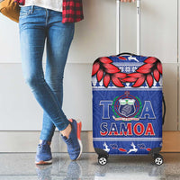 Toa Samoa Rugby Christmas Luggage Cover Ula Fala Samoan Pattern Blue - undefined