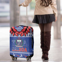 Toa Samoa Rugby Christmas Luggage Cover Ula Fala Samoan Pattern Blue - undefined