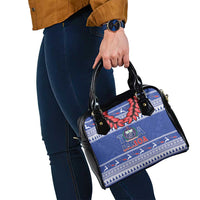 Toa Samoa Rugby Christmas Shoulder Handbag Ula Fala Samoan Pattern Blue - Polynesian Pride