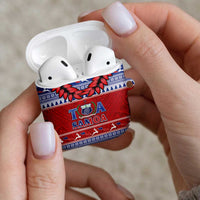 Toa Samoa Rugby Christmas AirPods Case Ula Fala Samoan Pattern Red - Polynesian Pride