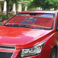Toa Samoa Rugby Christmas Auto Sun Shade Ula Fala Samoan Pattern Red - Polynesian Pride
