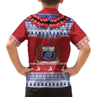 Personalised Toa Samoa Rugby Christmas Hawaiian Shirt Ula Fala Samoan Pattern Red - Polynesian Pride