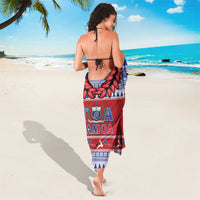 Toa Samoa Rugby Christmas Sarong Ula Fala Samoan Pattern Red - Polynesian Pride