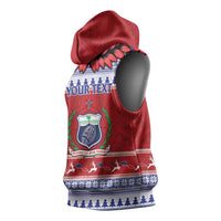 Personalised Toa Samoa Rugby Christmas Sleeveless Hoodie Ula Fala Samoan Pattern Red - Polynesian Pride
