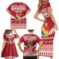 Personalised Tonga Rugby Christmas Family Matching Short Sleeve Bodycon Dress and Hawaiian Shirt Mate Maa Tonga Ngatu Pattern LT14 - Polynesian Pride