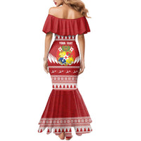 Personalised Tonga Rugby Christmas Mermaid Dress Mate Maa Tonga Ngatu Pattern - Polynesian Pride