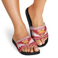 Tonga Rugby Christmas Slide Sandals Mate Maa Tonga Ngatu Pattern - Polynesian Pride