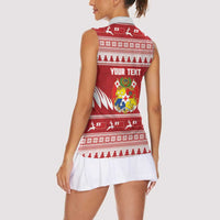 Personalised Tonga Rugby Christmas Women Sleeveless Polo Shirt Mate Maa Tonga Ngatu Pattern - Polynesian Pride