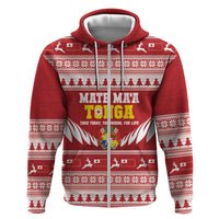 Personalised Tonga Rugby Christmas Zip Hoodie Mate Maa Tonga Ngatu Pattern - Polynesian Pride