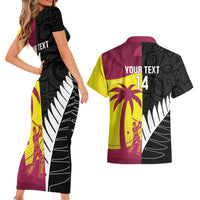 New Zealand and West Indies Cricket Custom Couples Matching Short Sleeve Bodycon Dress and Hawaiian Shirt Black Cap Windies Together LT14 - Polynesian Pride