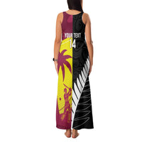 New Zealand and West Indies Cricket Custom Family Matching Tank Maxi Dress and Hawaiian Shirt Black Cap Windies Together LT14 - Polynesian Pride