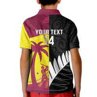 New Zealand and West Indies Cricket Custom Kid Polo Shirt Black Cap Windies Together LT14 - Polynesian Pride