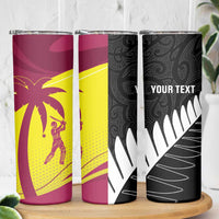New Zealand and West Indies Cricket Custom Skinny Tumbler Black Cap Windies Together LT14 - Polynesian Pride