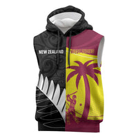 New Zealand and West Indies Cricket Custom Sleeveless Hoodie Black Cap Windies Together LT14 Black - Polynesian Pride