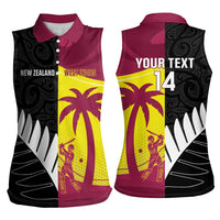 New Zealand and West Indies Cricket Custom Women Sleeveless Polo Shirt Black Cap Windies Together LT14 - Polynesian Pride