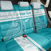 New Zealand Silver Fern Cricket Custom Back Car Seat Cover Black Cap Teal Maori Pattern - Polynesian Pride