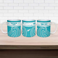 New Zealand Silver Fern Cricket Custom Ceramic Mug Black Cap Teal Maori Pattern LT14 - Polynesian Pride