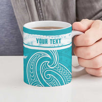 New Zealand Silver Fern Cricket Custom Ceramic Mug Black Cap Teal Maori Pattern LT14 - Polynesian Pride